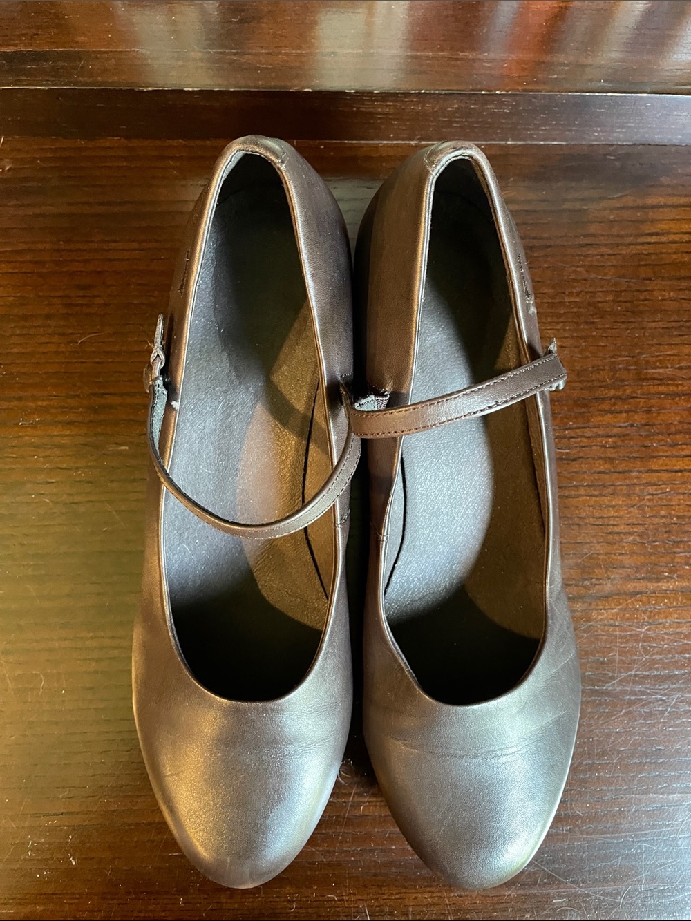 Camper Brown Mary Jane Heels with Ankle Strap